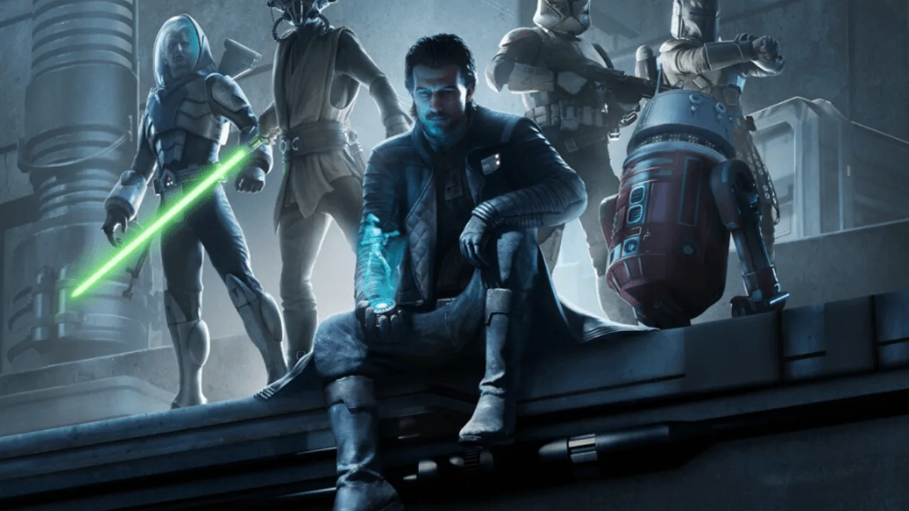 Star Wars Zero Company 2026 artwork featuring rebel soldiers and starships in galactic battle – Lucasfilm Games official art.